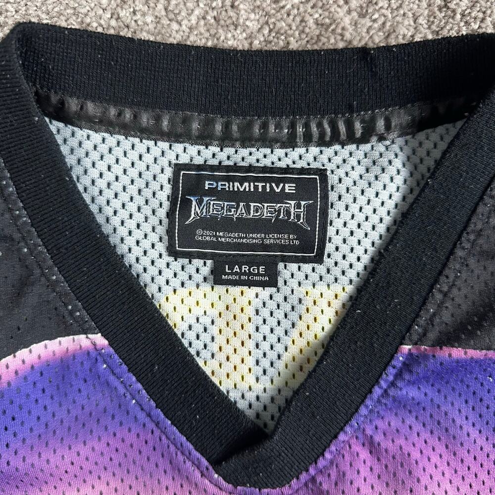 Primitive x Megadeth Rattlehead Jersey Size L Mesh Skull Graphic #18 Black - Picture 4 of 5